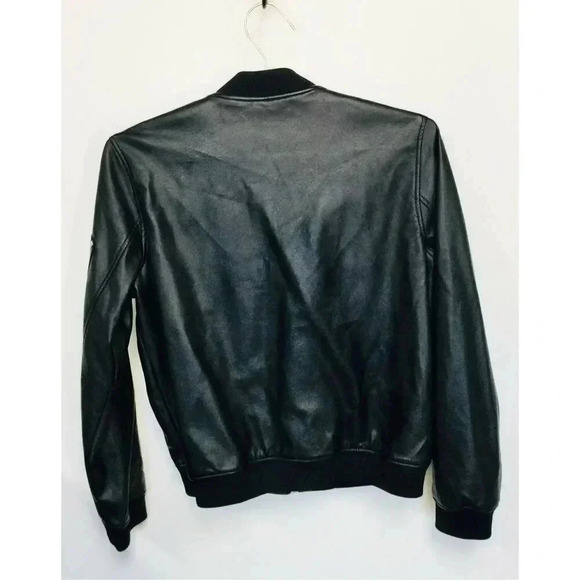 MICHAEL Michael Kors Womens Black Leather Full Zip Motorcycle Jacket Size Medium - Picture 2 of 10